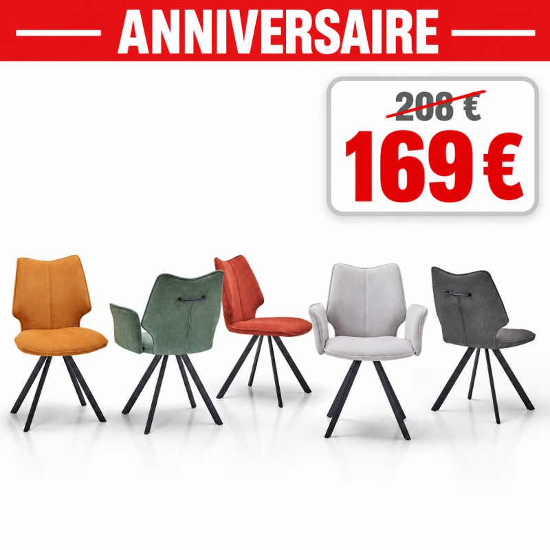 Anniversaire _ cinq chaises à 169 €