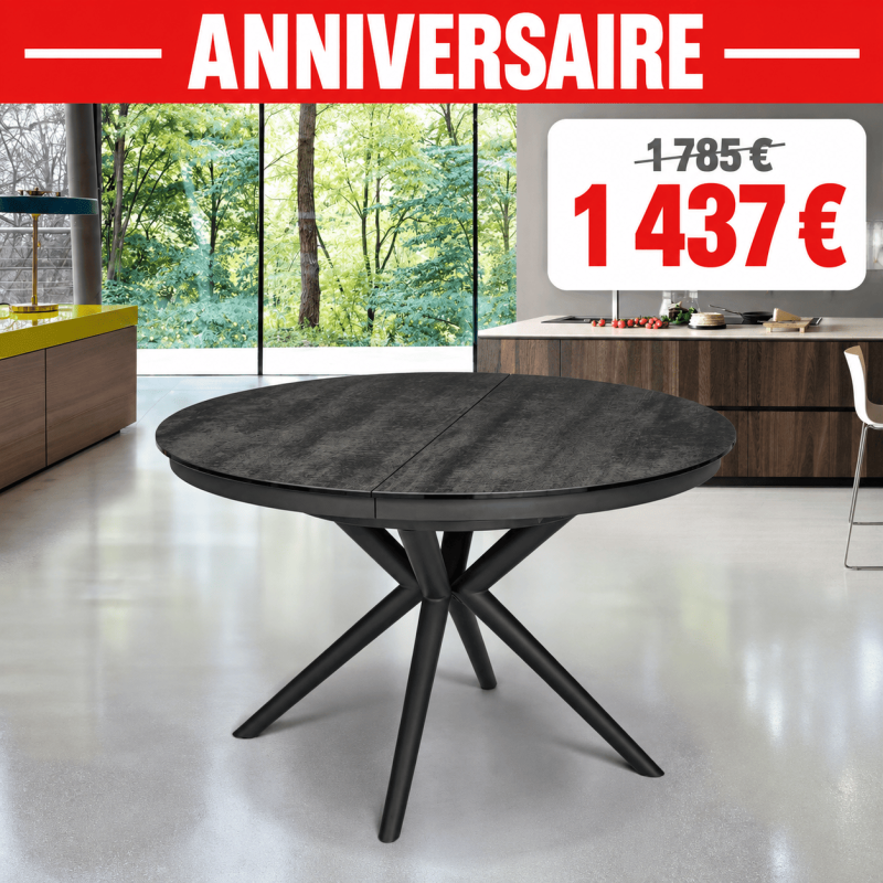 Vente anniversaire d’une table ronde noire